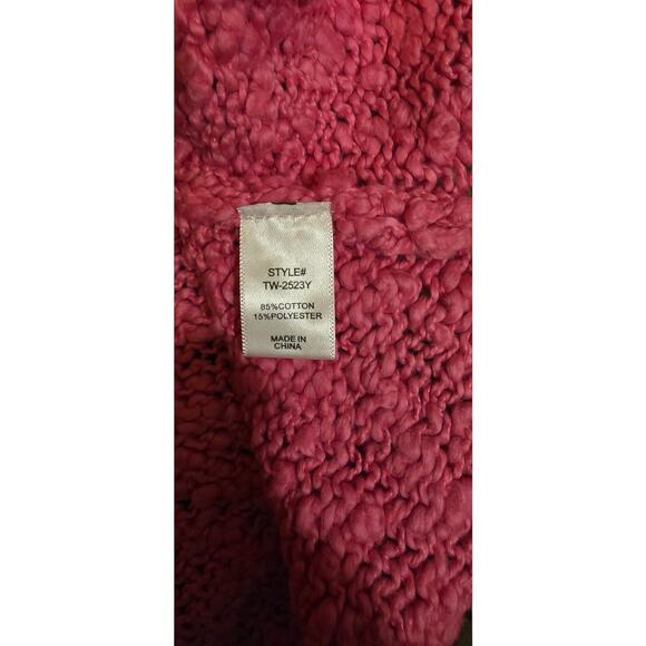 Zenana Textured Knit Sweater – Pink w/ Black – Cropped Fit - small - Picture 3 of 3